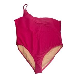 J Crew Ribbed One Piece Swimsuit Wild Hibiscus One Strap Plus Size 24 BH484 New